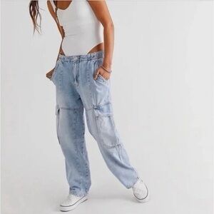 Free People All Star Pull-On Jeans in Light Bleach